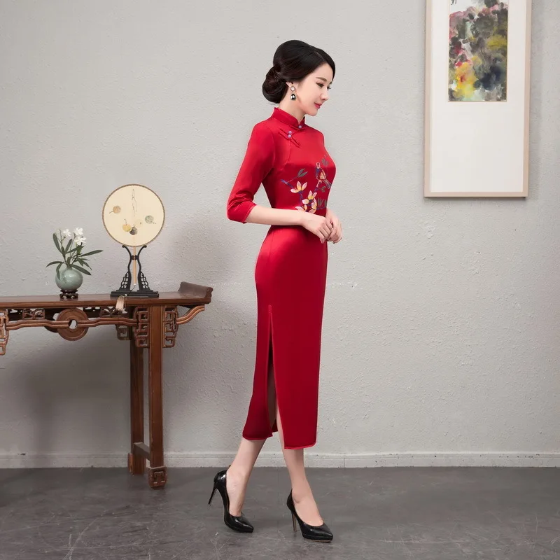 Quinceanera распродажа выше колена мини ацетат сатин свадебный тост Cheongsam улучшенный