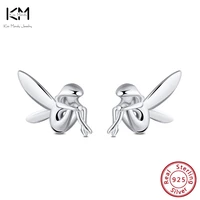 kiss mandy pure 925 sterling silver angel stud earring for women fairy elf design earrings for women girls jewelry brincos se97