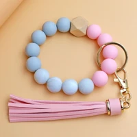 womens luxury jewelry cute silicone beads female keychain holder key ring mobile phone lanyard key pendant gift for mom