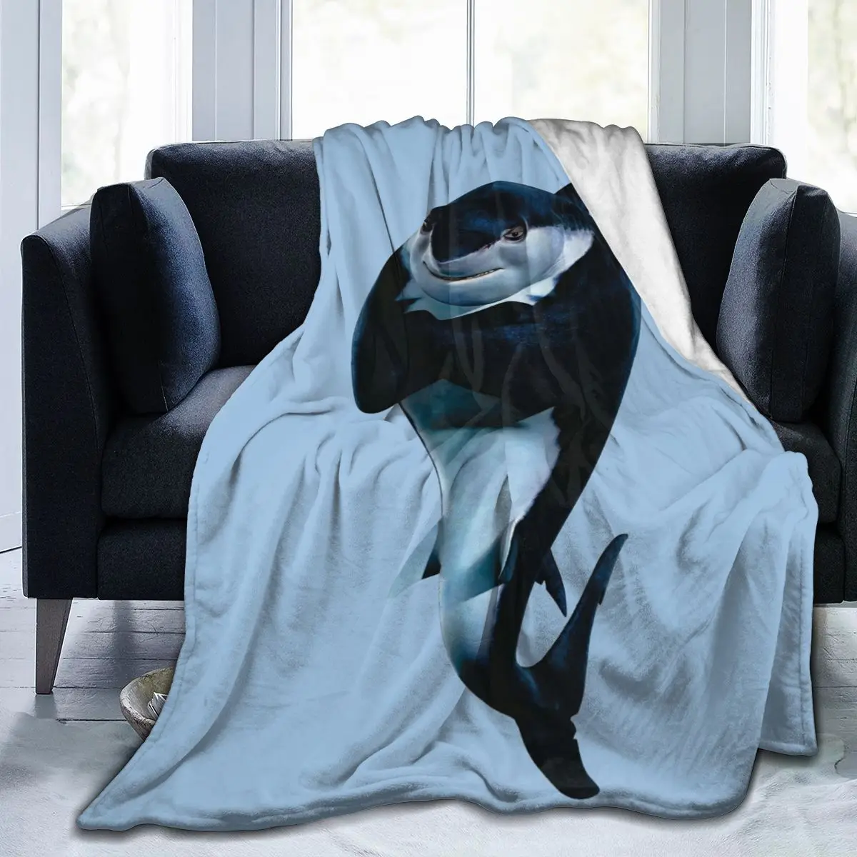 

Manta de franela estampada con personalidad de tiburón en 3D, Sábana, ropa de cama, funda suave, decoración textil para el hogar