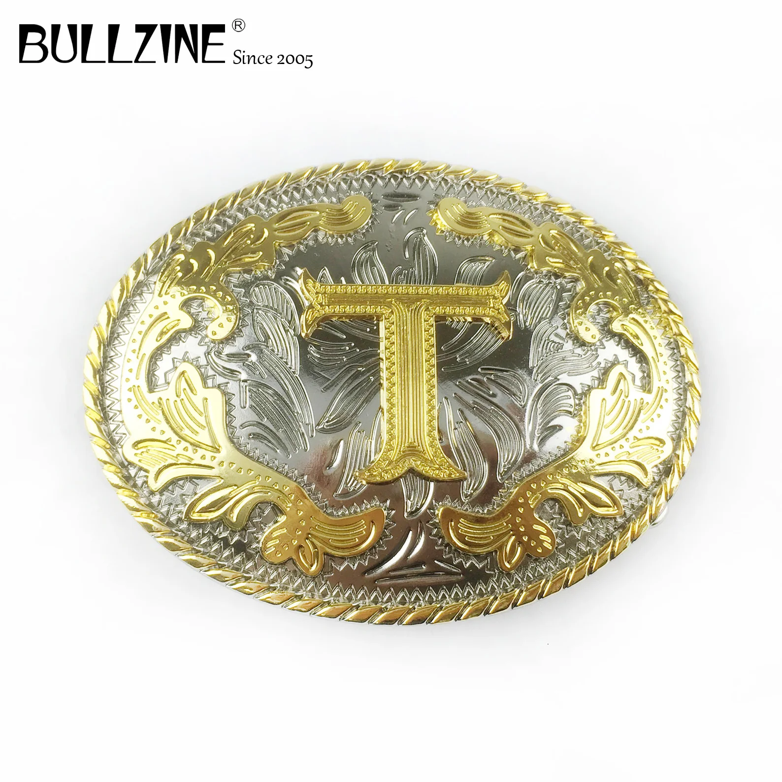 В Bullzine с цветами в западном стиле виде буквы Т пряжка на ремешке серебро и золото