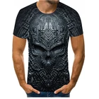 Футболка мужская оверсайз с 3D принтом черепа, крутая и удобная, с круглым вырезом и коротким рукавом, 6XL