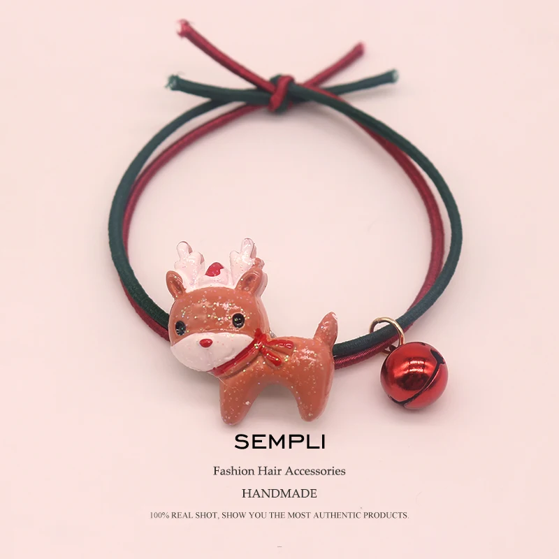 Cute reindeeri 1 Sempli, 22 вида, высокие нейлоновые резинки, рождественский сезон, колокольчик, эластичные резинки для волос, для женщин, девочек, Санта Клаус, Рождественская елка, головные уборы - Цвет: Cute reindeeri 1