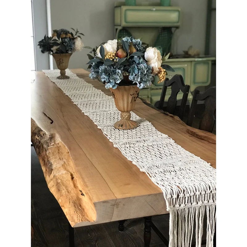 Макраме настольная дорожка хлопок вязаный обеденный стол украшение Tafelloper Бохо