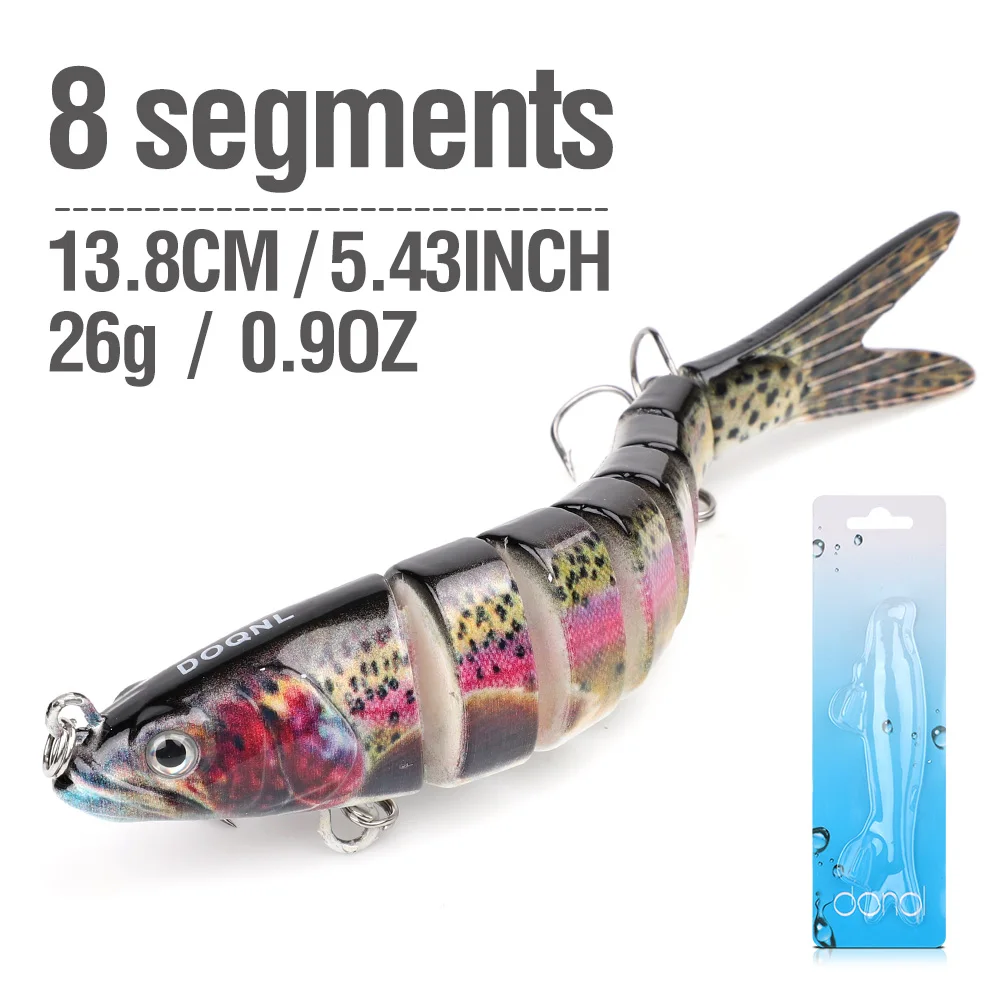 DONQL 8 Segment Crank Fishing Lure 13.8cm ArtificialSinking Wobblers Crankbait Plastic Hard Swimbait Bass Trout Fishing Lures