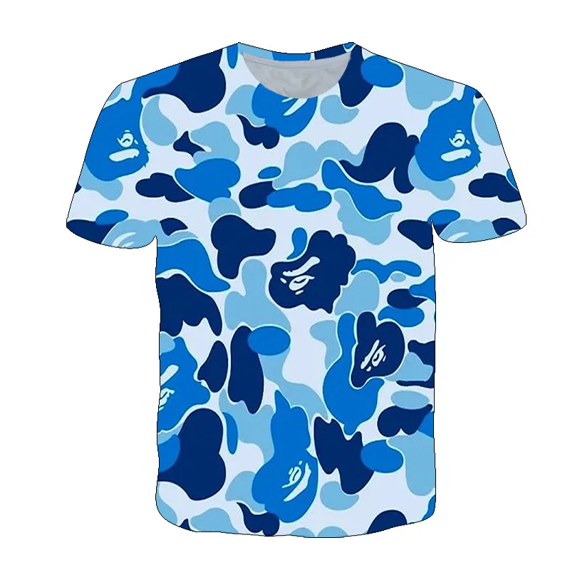 

Summer Camouflage Men's T-Shirt Factory Direct Sales 3D Men's T-Shirt Red, Gray Green Army Camouflage Printing Casual Tee S-6XL