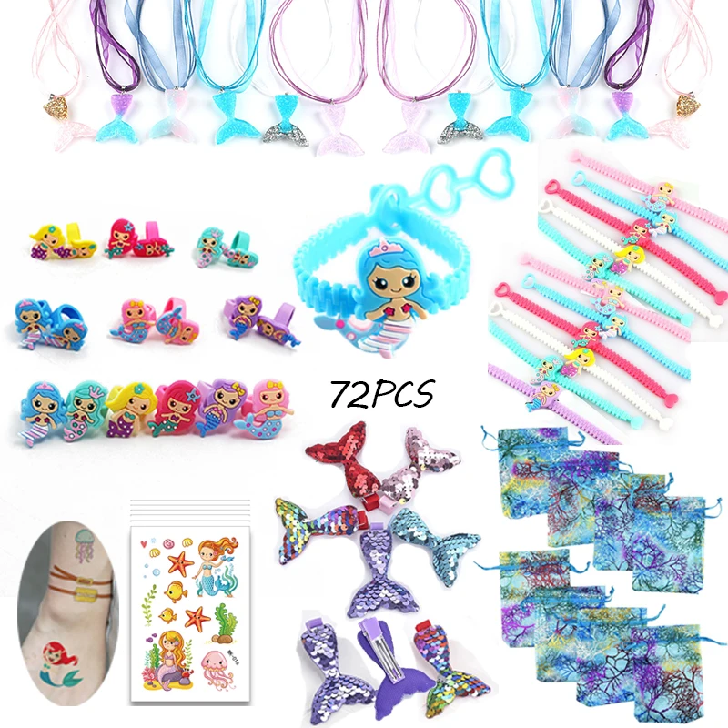 

Mermaid Party Favors for Kids Birthday Pinata Filler Wedding Gifts Mermaid Bracelet Ring Necklace Bag Halloween Christmas Toys
