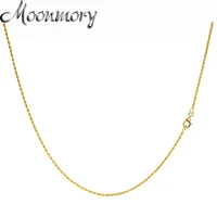 moonmory 100 925 sterling silver 24k gold plated water wave chain necklace for women men long chain jewelry making wholesale
