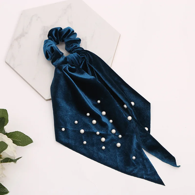 Женские бархатные резинки для волос с бантом жемчужные заколки хвоста