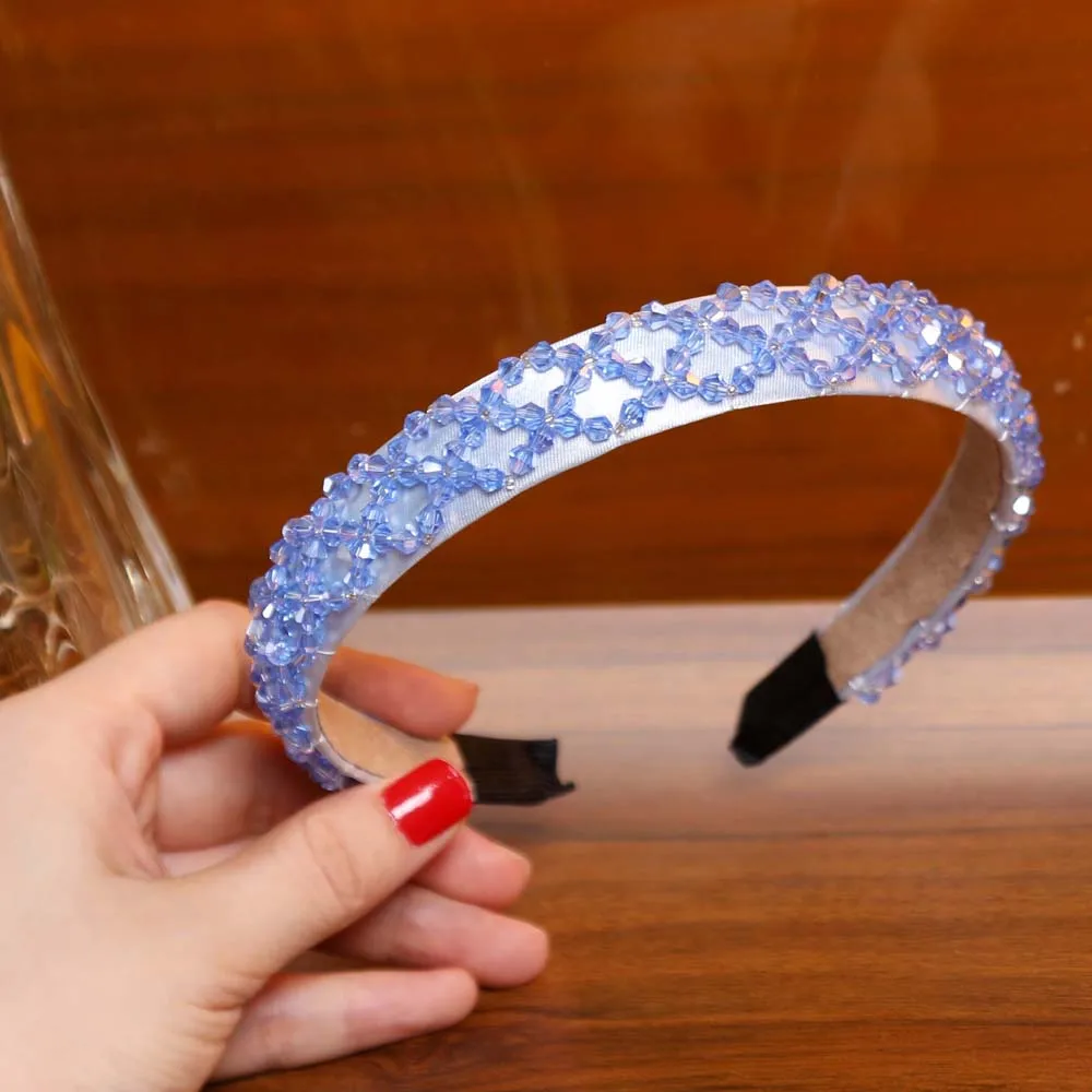 Light Blue Levao, женские разноцветные стразы в стиле барокко, ободки для волос с широкими кристаллами, женские свадебные обручи для волос, женские аксессуары для волос - Цвет: Light Blue