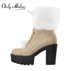 Женские замшевые ботильоны Onlymaker цвета хаки на платформе и искусственном меху, короткие ботинки из флока большого размера