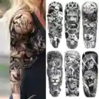 Реалистичные временные татуировки с волчьим лесом для женщин и мужчин, тату-наклейки с искусственными цветами льва, черные пикантные татуировки большого размера с длинным рукавом