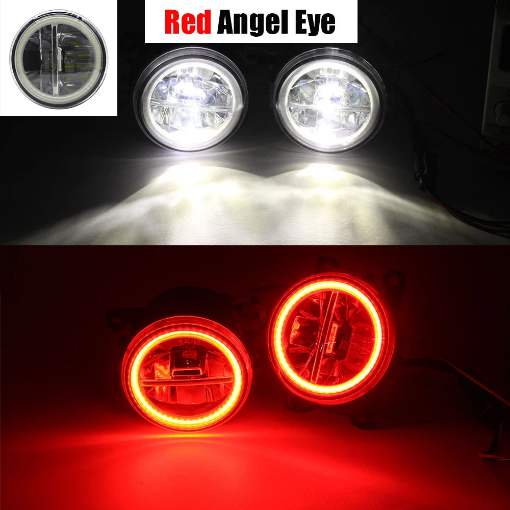 Red Angel Eye Cawanerl для Nissan Qashqai J11 J11_ автомобиля H11 светодиодный туман светильник+ глаза ангела дневного светильник 12V 2013 - Цвет: Red Angel Eye