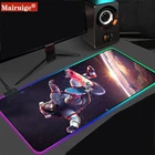 Коврик для мыши Mairuige космическая Вселенная исследование RGB, игровой коврик для клавиатуры XL, Домашний Настольный коврик со светодиодной подсветкой, нескользящий коврик из натурального каучука, акция