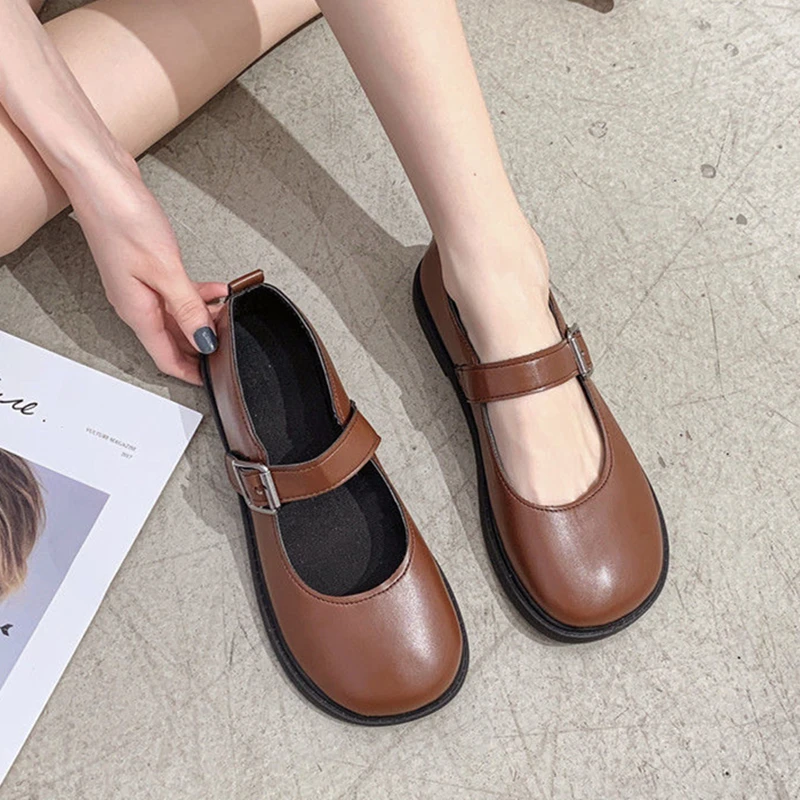 Cresfimix Zapatos Mujer Женские модные коричневые туфли из искусственной кожи на плоской