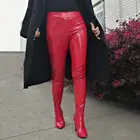 SEIIHEMженские ботинки со штанами эластичная латексная обувь на высоком массивном каблуке пикантные женские ботфорты; Zapatos; Большие размеры 43, 44, 47