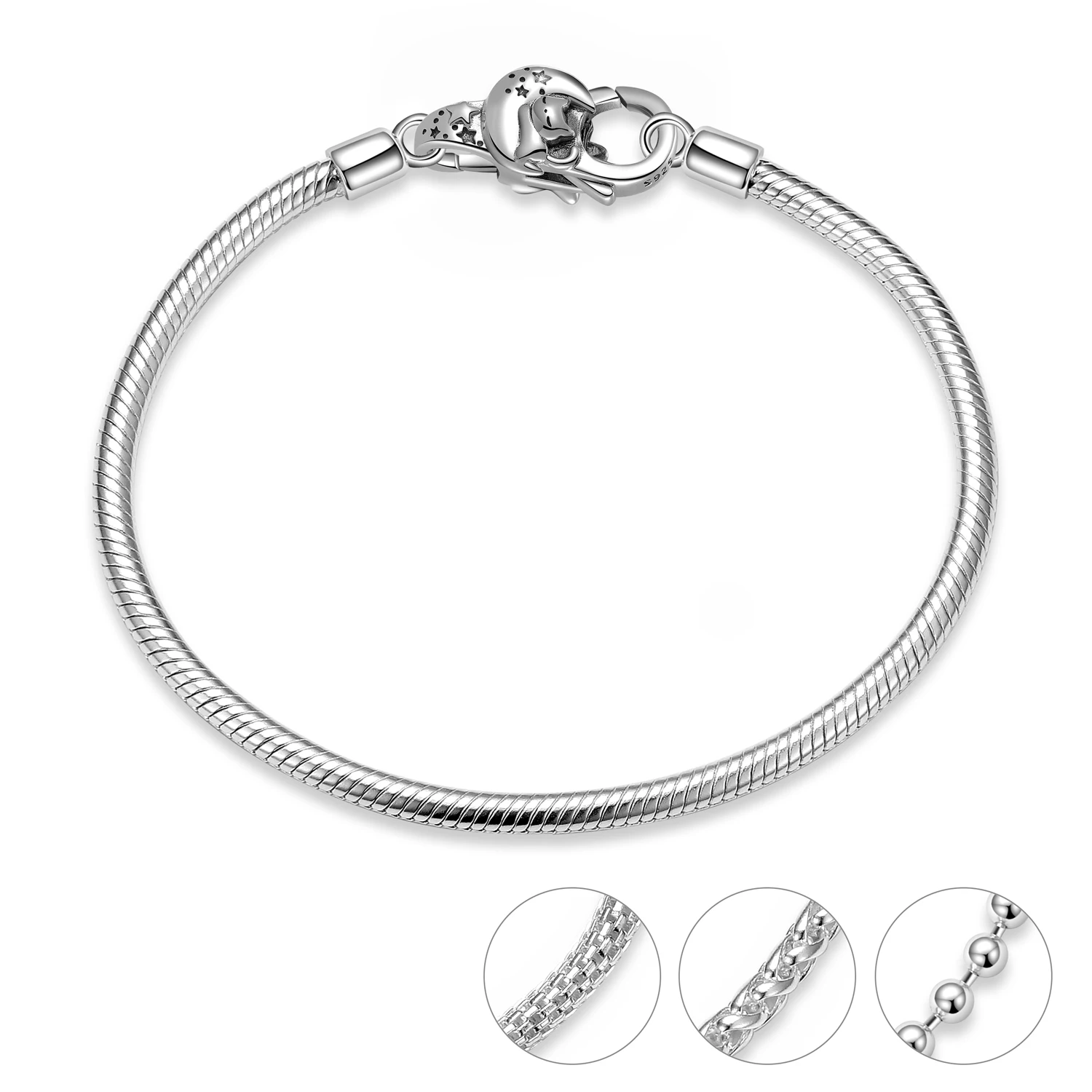 

Женский браслет из серебра 925 пробы, с застежкой-карабином