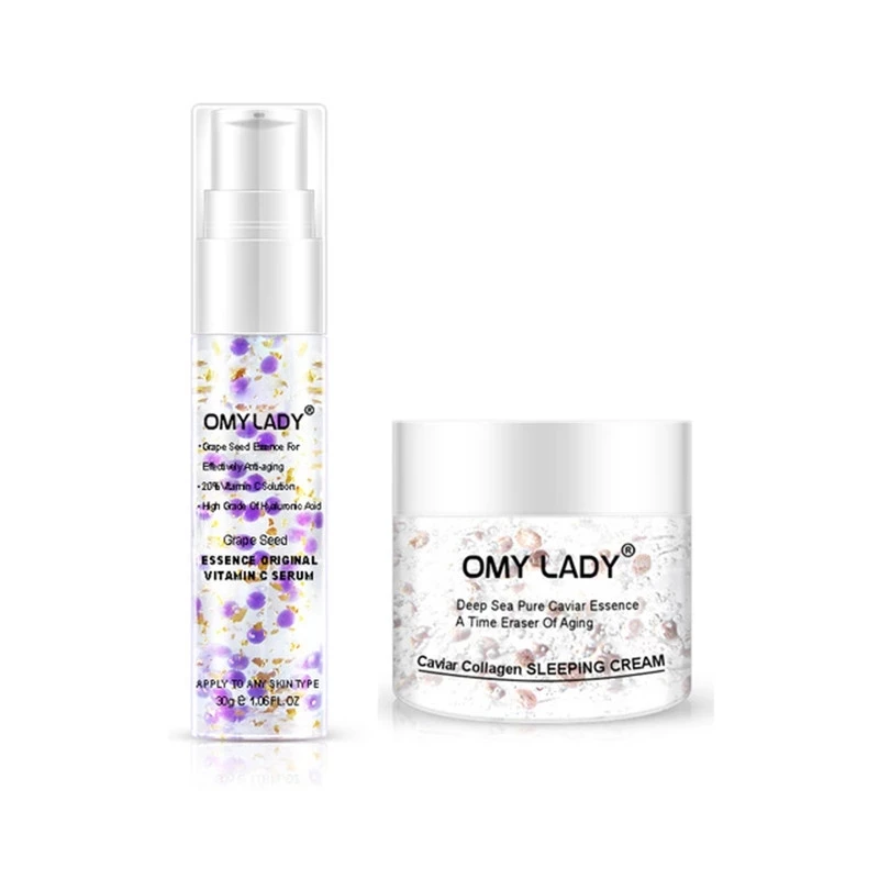 

OMY LADY 2PCS/Set face cream liquid essence aging reduce wrinkles skin moisturizer+grapeseed VC essence