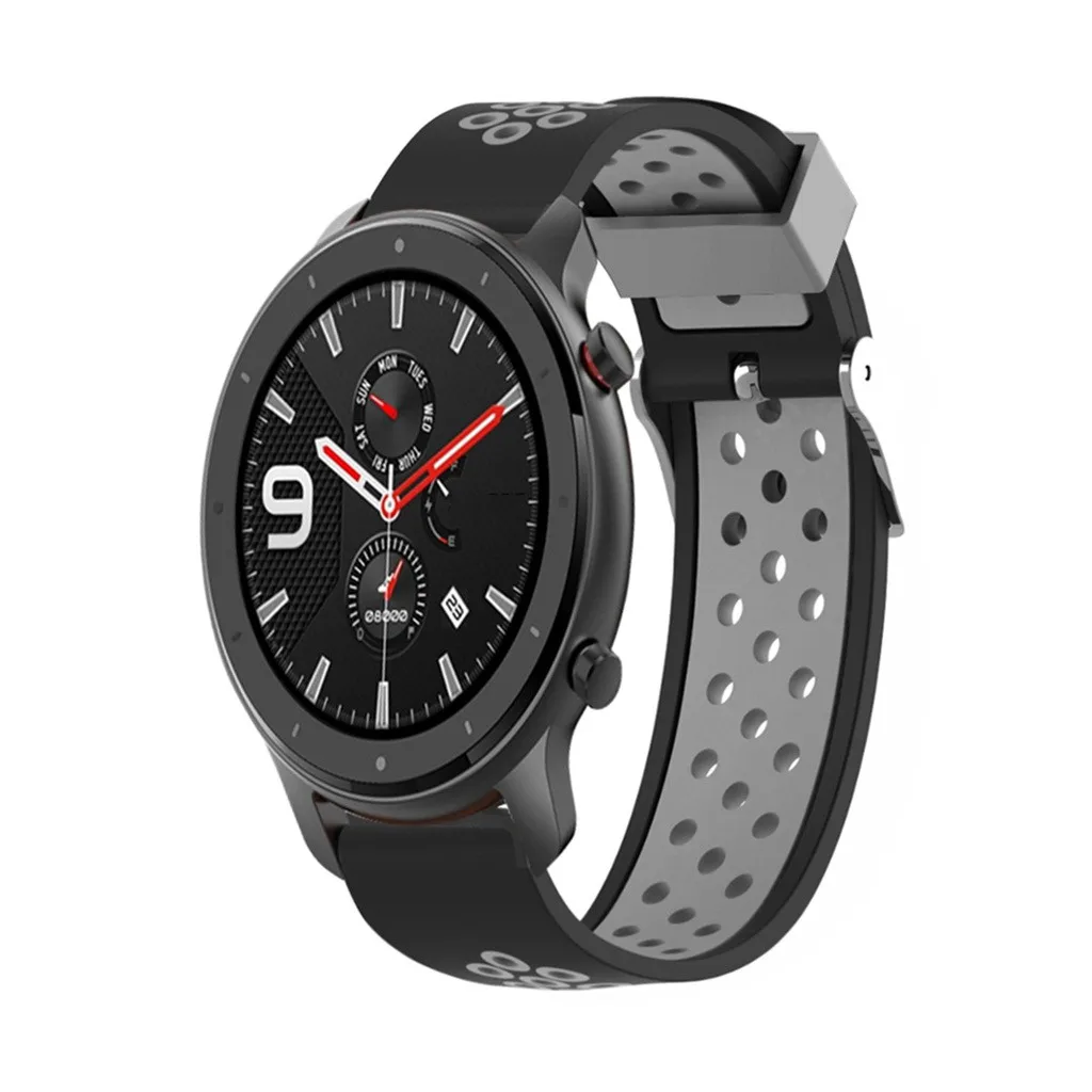 Проветриваемый силиконовый ремешок для Huami AMAZFIT GTR 47 мм, ремешок для умных часов, сменный мужской Т-образный спортивный мягкий браслет для женщин и мужчин 19Aug