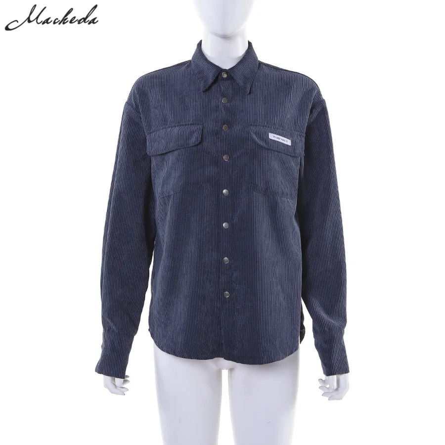 Shirt Macheda/Осенняя женская рубашка с отложным воротником и юбки, комплект из 2 предметов, Женская Повседневная Уличная мини-юбка, тонкие топы, новинка года - Цвет: Shirt
