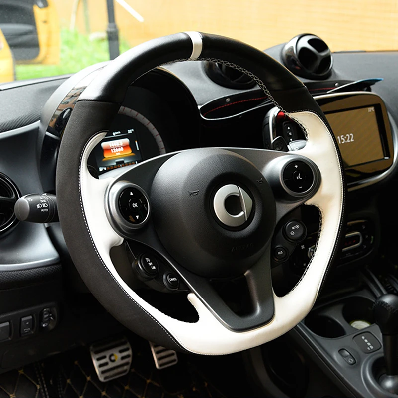 Кожаный чехол на руль автомобиля защитная крышка украшение интерьера для Smart 453