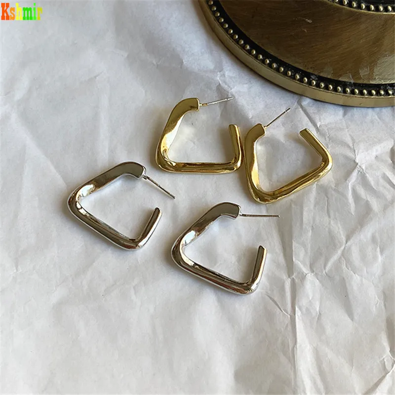 

Kshmir S925 ear-needle Korean metallic glossy geometric triangle earrings temperament simple exaggerated earrings female