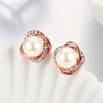 

Eco-friendly Rose Gold Pearl Flower Stud E872 LKN18KRGPE873