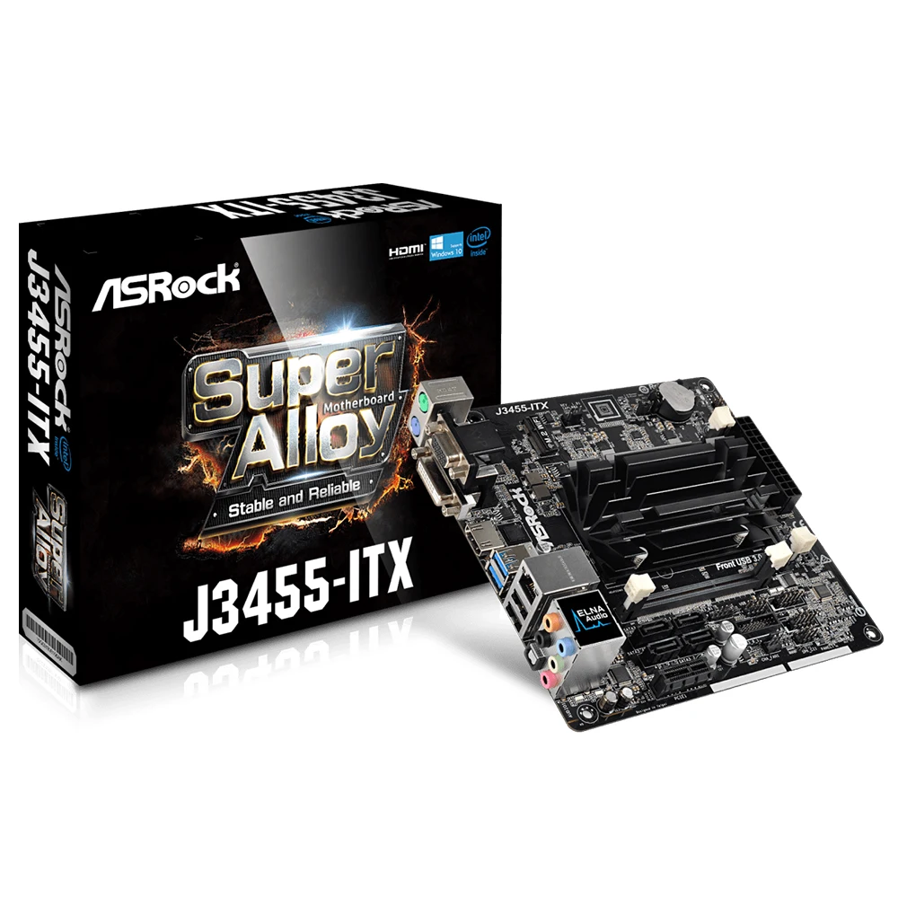 ASRock J3455 ITX Intel четырехъядерный процессор (до 2 3 ГГц) Mini материнская плата/ЦП