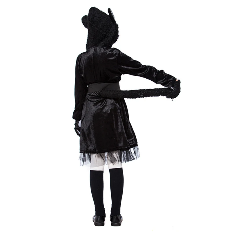 Пурим Детский костюм животного для девочки милая детская черная кошка косплей