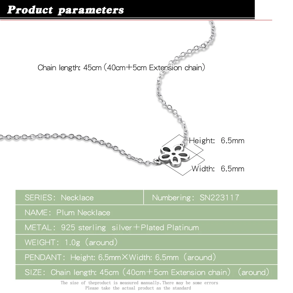 Женское ожерелье из серебра 100% пробы с подвеской в виде сливы | Украшения и