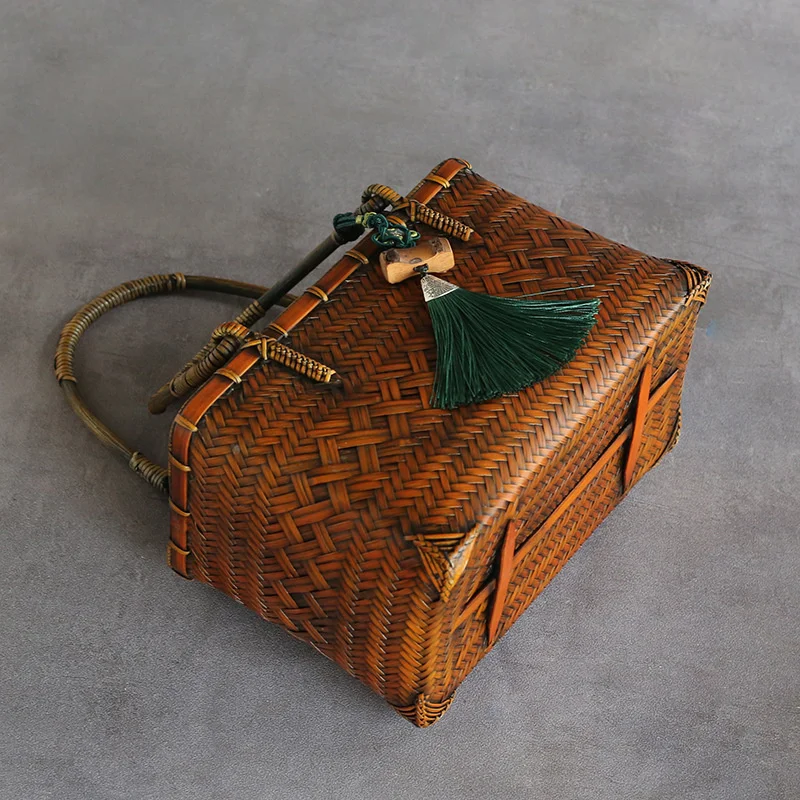 

Бамбуковая Сумочка, литературный и художественный чонсам, женская сумка, универсальная маленькая сумка, сумка для переноски, чистый женски...