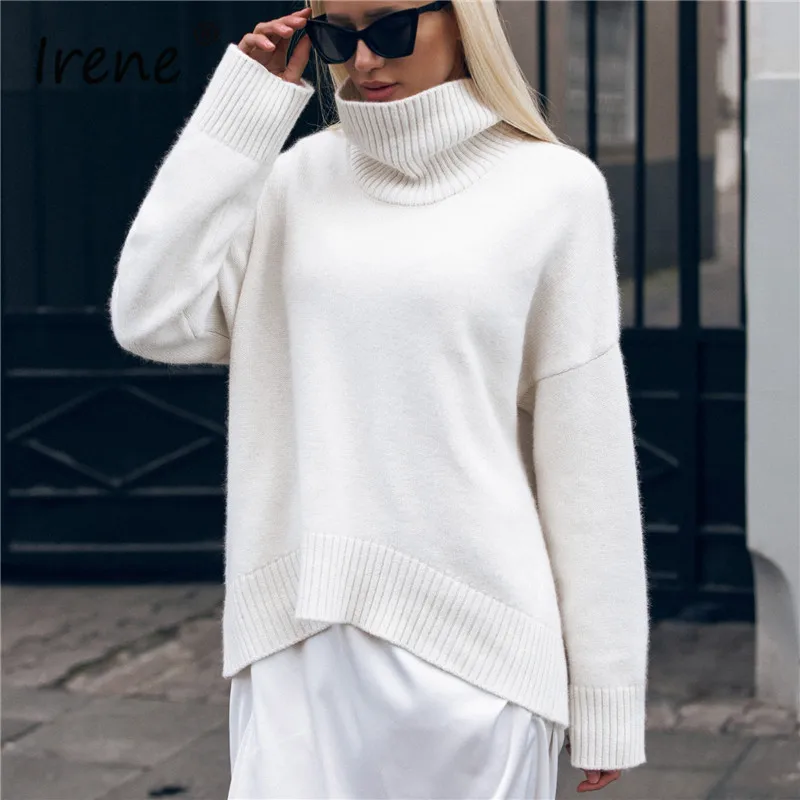 Irene зимний свитер с высоким воротом для женщин 2020 Осень Белый Серый оверсайз