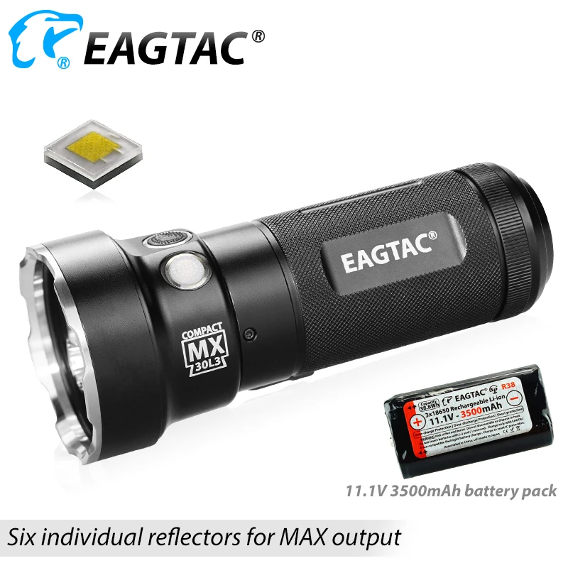 EAGTAC MX30L3CR комплект 6000 люмен перезаряжаемый светодиодный фонарик из нержавеющей