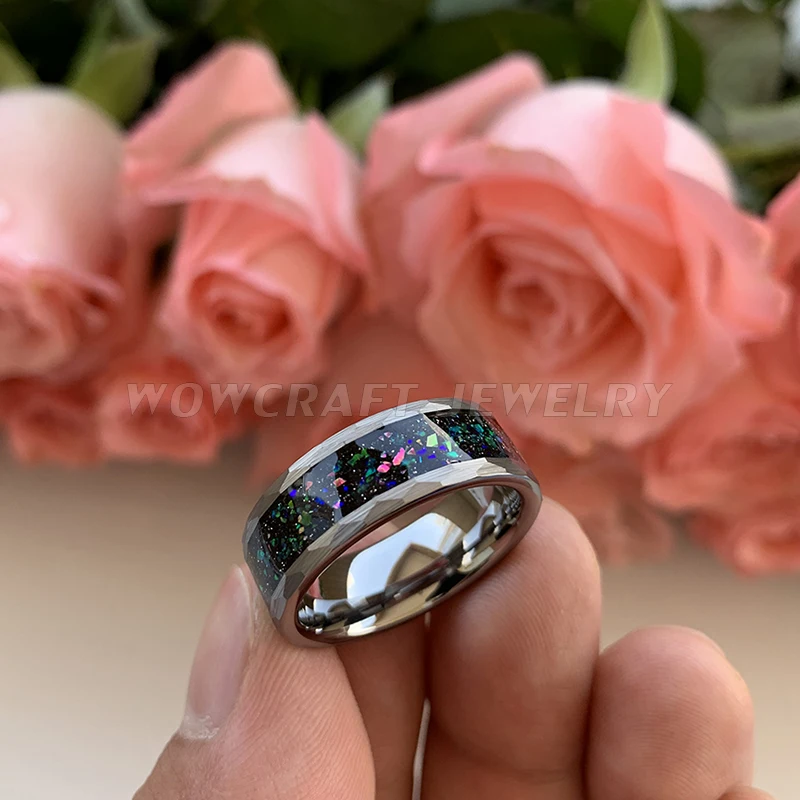 8 мм вбитые кольца из карбида вольфрама для мужчин и женщин обручальные галактика