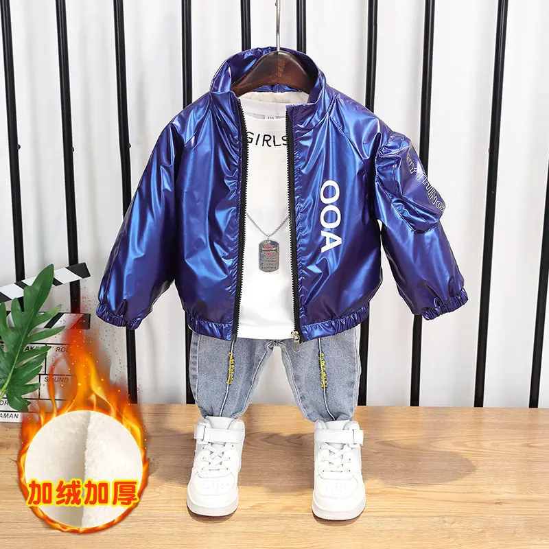 

Boys Plus Velvet Padded Coat Jacket Winter Style New Style Jacket Children Korean Baby Jacket