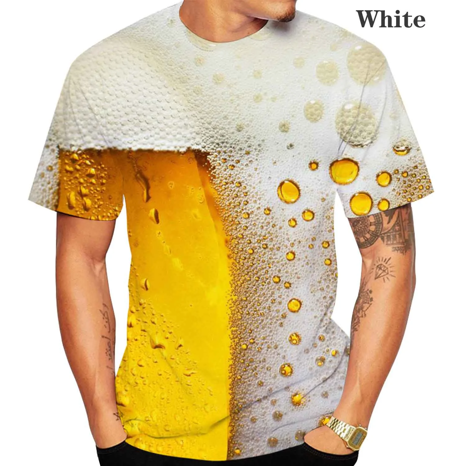 

New High Quality Printing Beer 3D Men T-Shirt Fashion Summer Short Sleeves Casual Funny Tops