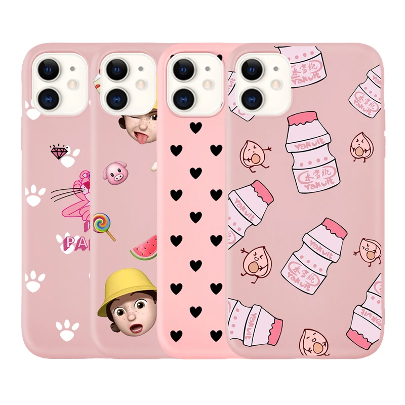 

Pink Peach Fruit Love Heart Pattern Matte Soft Phone Case for IPhone11 11Pro 11ProMax 6s 7 7Plus 8Plus X XS XR XSmax SE 2020