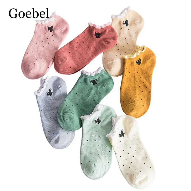 Летние женские хлопковые носки 5 пар/лот = 10 шт. модные неглубокие