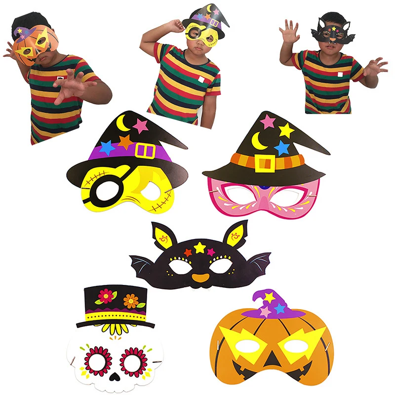2 шт./лот маска на Хэллоуин сделай сам Милая мультяшная бумажная для лица платье