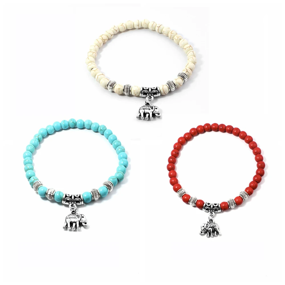 

Fashion Howlite Elephant Buddha Beads Yoga Bracelet Chakra Crystal Charms Stone Bracelets Jewelry
