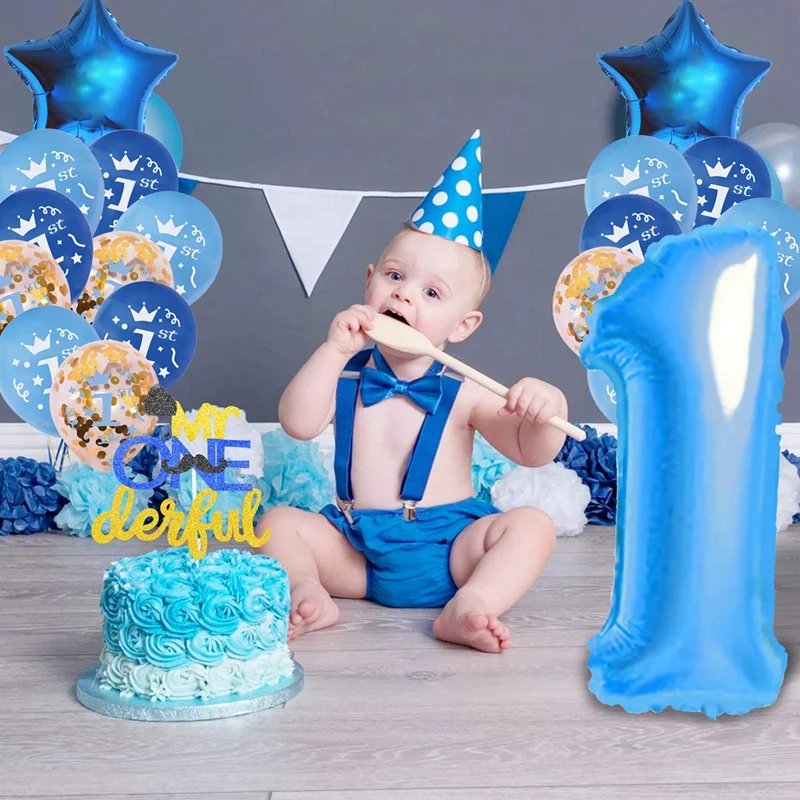 В первую очередь С Днем Рождения Фольга латекс розовый синий воздушные шары для