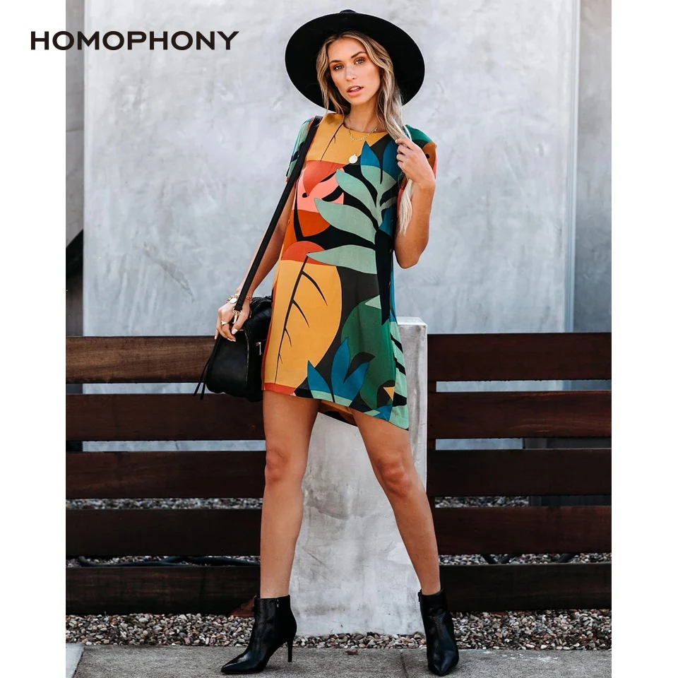 Платье HOMOPHONY с принтом граффити летнее платье круглым вырезом повседневное