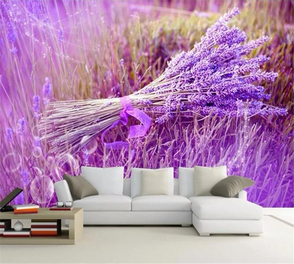 Обои beibehang под заказ современные HD романтические с лавандой цветами морем 3D