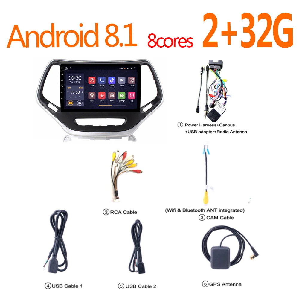 autoradio android auto 2 32G for Jeep Cherokee 2014 2015 2016 2017 car radio coche audio mini cooper atoto navigator stereo din |