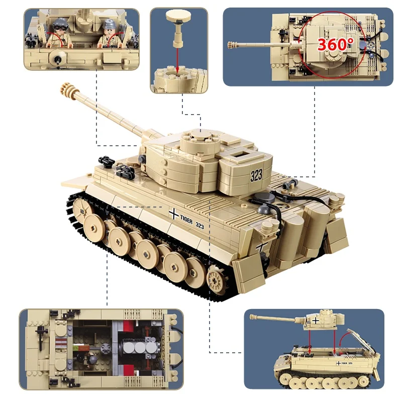 Тяжелый танк KAZI Tiger Pz.Kbfw. VI Ausf. E модели строительные блоки игрушки для детей