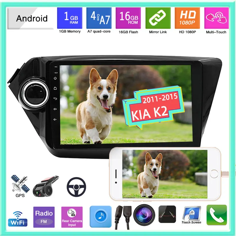 

Автомагнитола 2DIN Mirrorlink, сенсорный экран 9 дюймов, Android 9,1, 1 + 16 ГБ, мультимедиа, GPS-навигация, Wi-Fi, Bluetooth, для Kia Old K2 2011-2015