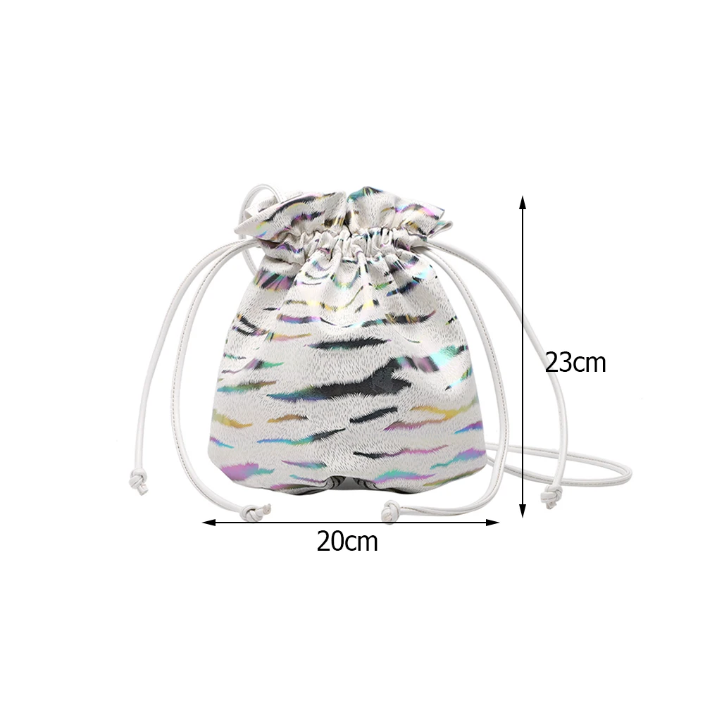 

Chic Print Pattern Crossbody Pouch PVC Bucket Bag Printed Women Shoulder Bag Female Handbag Lady Drawstring Pouch