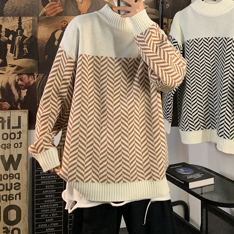

Fashion O-NECK Sweater Men'S HIP HOP Streetwear Pull OverSized M-2XL 2021 Long Sleeves Print Pullover For Autumn Spring