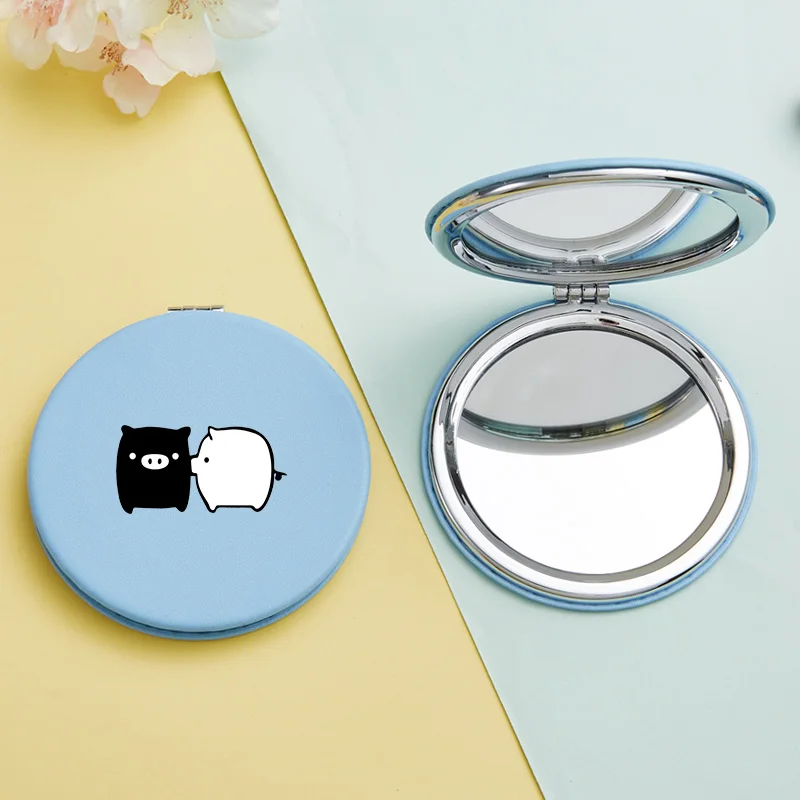 Милое мини-зеркало для макияжа с мультяшной Свинкой портативное двустороннее