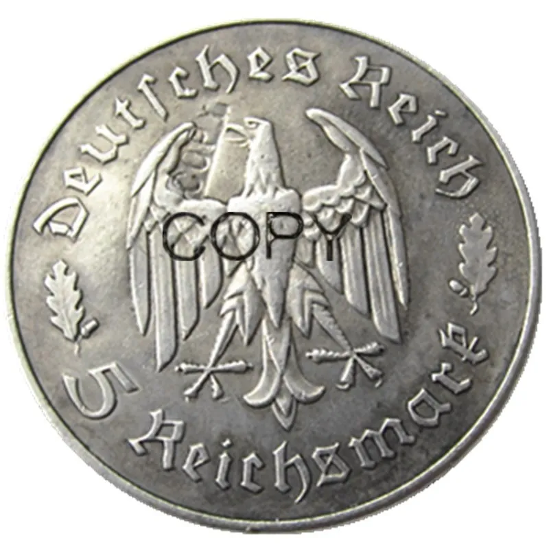 Германия 1934 5 рейхсмартк Редкие посеребренные копии монет